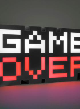 电玩发声游戏图标灯七彩小夜灯GAMEOVER字样LED灯USB发光字灯