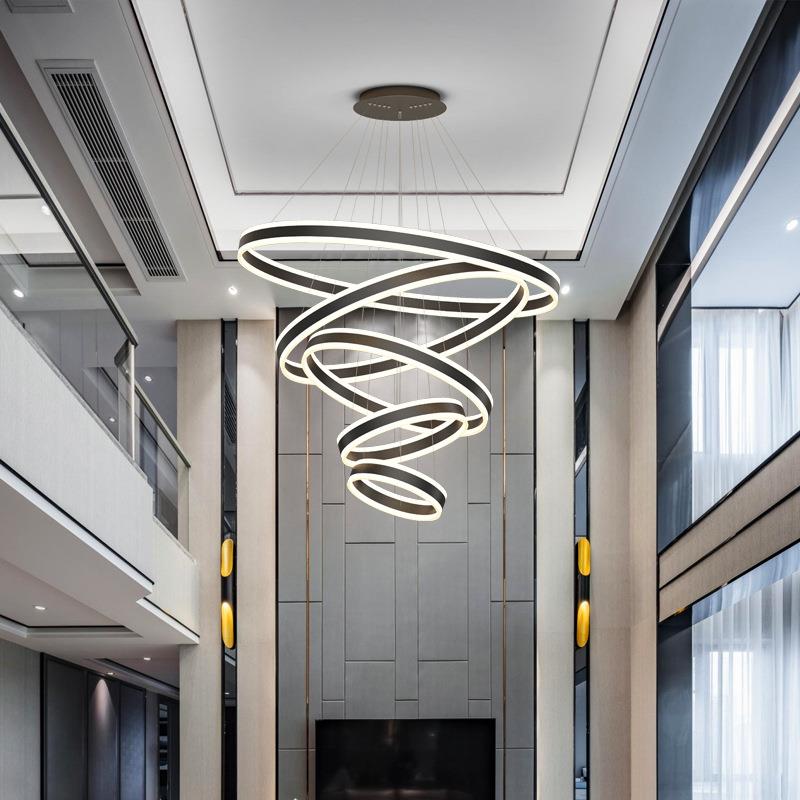 别墅吊灯高级感大灯挑空跃层客厅灯具loft复式公寓主灯农村自建房