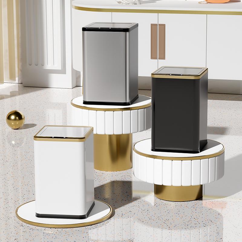 L6Y家用室外卫生间感应式厨房自动垃圾桶卧室不锈钢智能垃