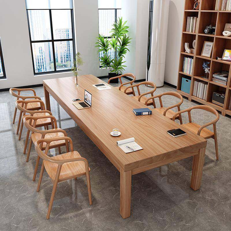 北欧风实木大书桌长条桌客厅休闲区阅读桌学习桌大板长桌子工作台