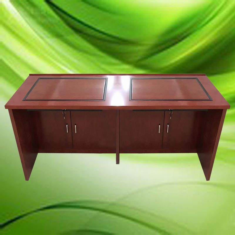 西安隐藏式油漆翻转电脑桌重庆无纸化会议液晶屏显示器实木办公桌