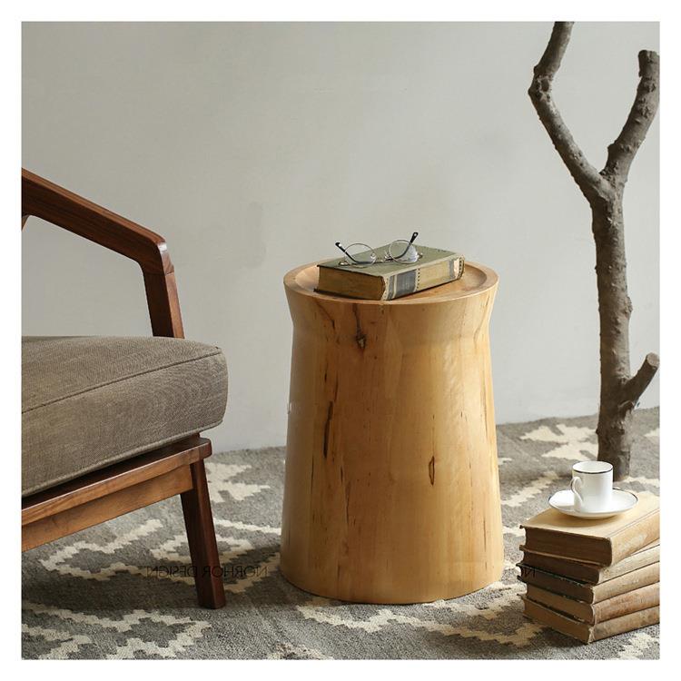 实木圆凳子餐桌凳简约现代沙发凳椅子家用原木色客厅凳成人中式