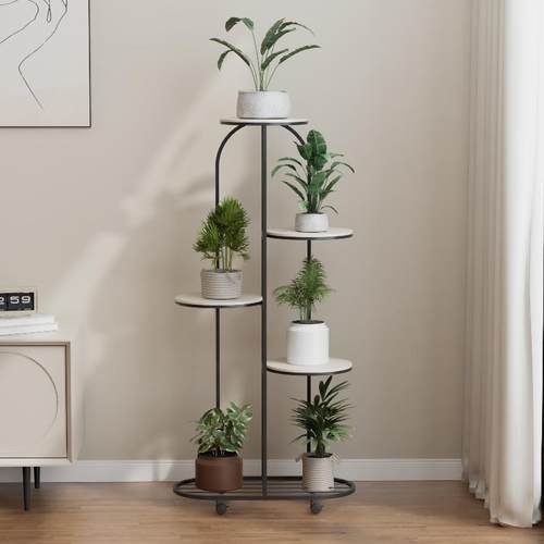 简约奶油风客厅现代室内盆景装饰架北欧铁艺花架可移动多层置