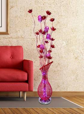 LED大红色落地灯婚庆路引铝线工艺花瓶创意客厅摆件北欧风格