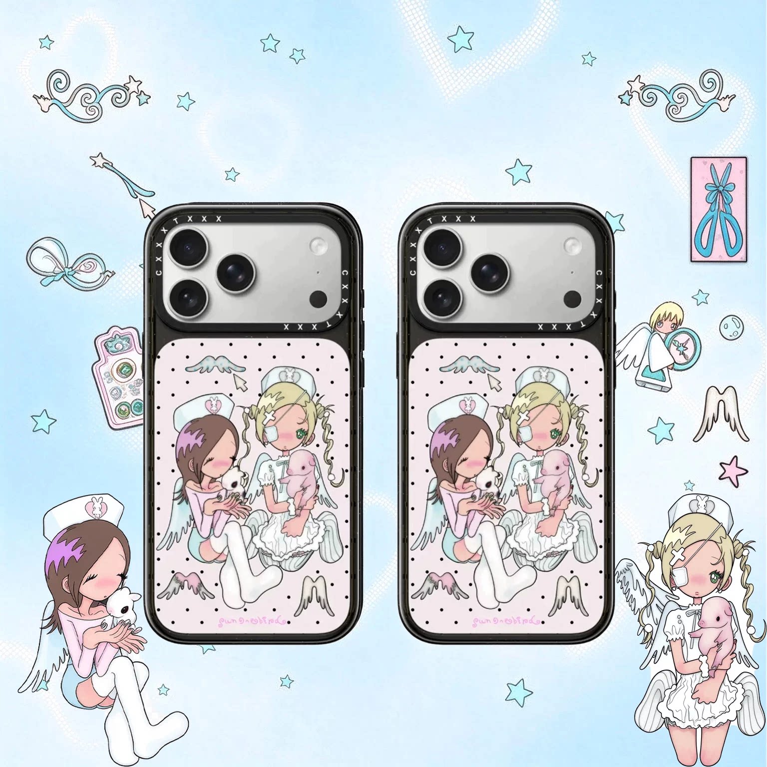 鸟鸟一系列 守护毛绒18Promax手机壳适用于iPhone17Promax手机壳18Pro小众甜酷天使护士女孩17Pro防摔保护壳