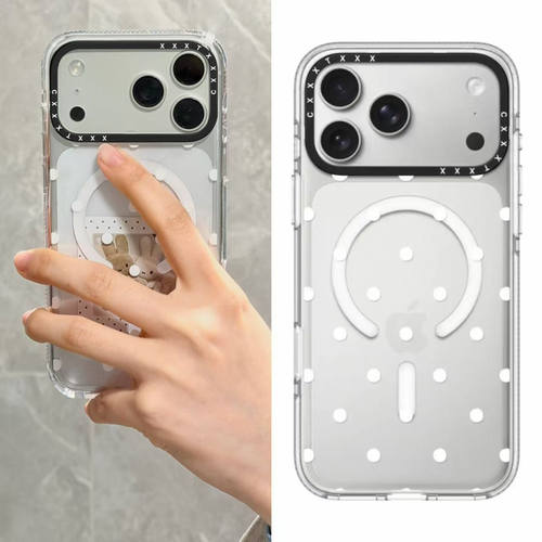 经典白色波点苹果17Promax适用于iPhone16Promax手机壳15pro星星可爱卡通14Pro明星同款13/12/11防摔磁吸硬壳
