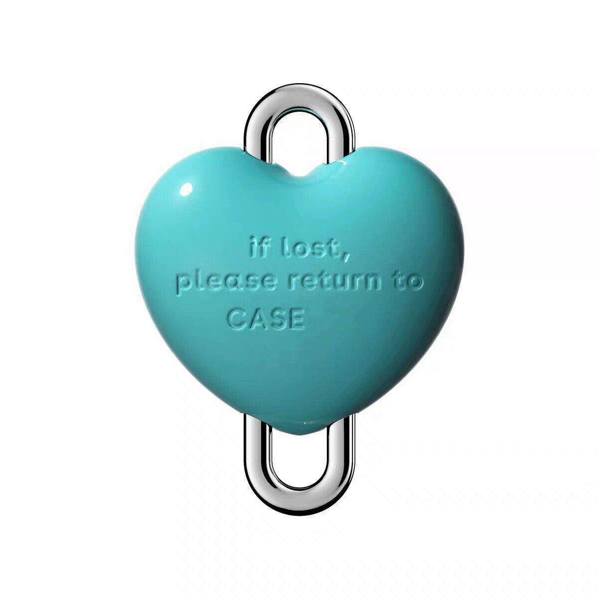 薄荷蓝金属爱心挂饰爱心锁泡芙爱心挂件渐变樱桃金属宝石钥匙挂链