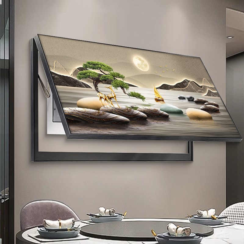 大尺寸山水电表箱装饰画新中式配电箱壁画遮挡电闸盒强弱开关挂画