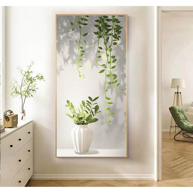 小清新植物花卉装饰画客厅沙发挂画玄关画轻奢竖版过道入户画