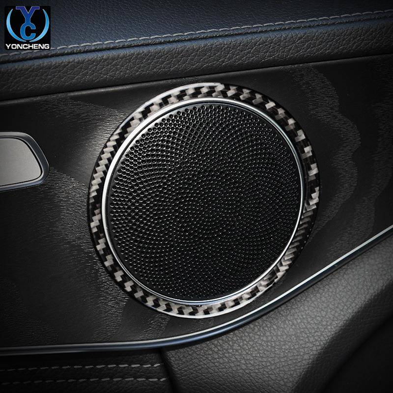 适用于奔驰新C级C200lglc260300新E300le320l车门音响框碳纤维贴