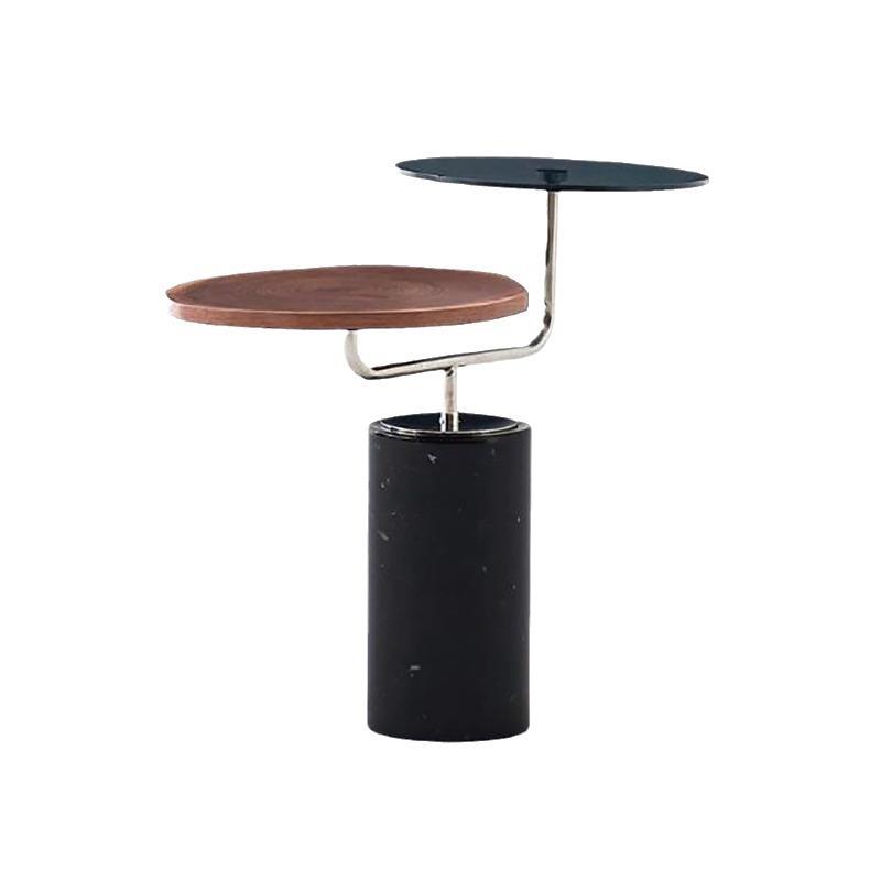 意式极简中古茶几客厅家用大理石相思木实木轻奢现代简约高级