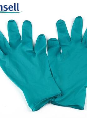 ANSELL/安思尔92-600绿色一次性丁腈防化实验室用耐油漆劳保手套