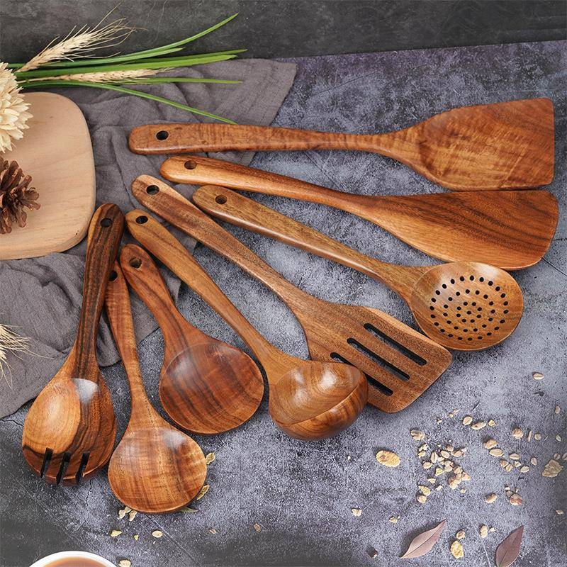 木质烹饪勺套装8件套创意厨具木铲烹饪用品家用炒勺子现货