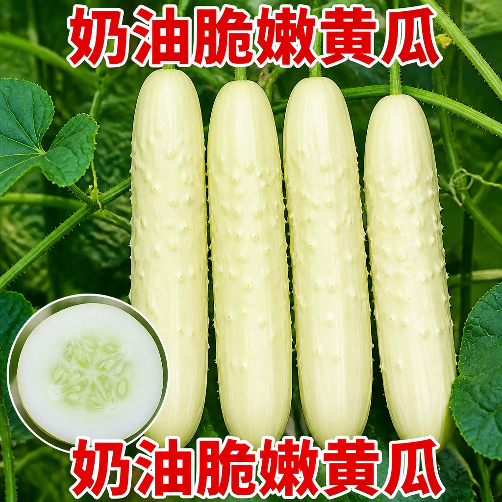白玉奶油黄瓜种子四季脆甜盆栽