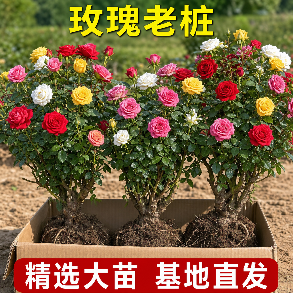 玫瑰花苗老桩盆栽花卉多季节开花绿植物月季蔷薇老根阳台四季种植