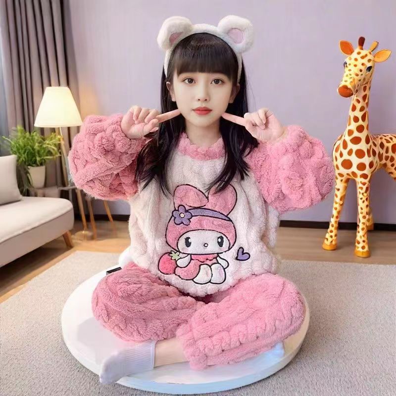 2025新款女童珊瑚绒家居服套装