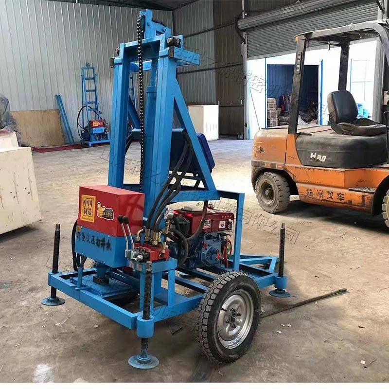 液压柴油水井钻机100米拖挂式家用农田打井机折叠龙门架打孔机
