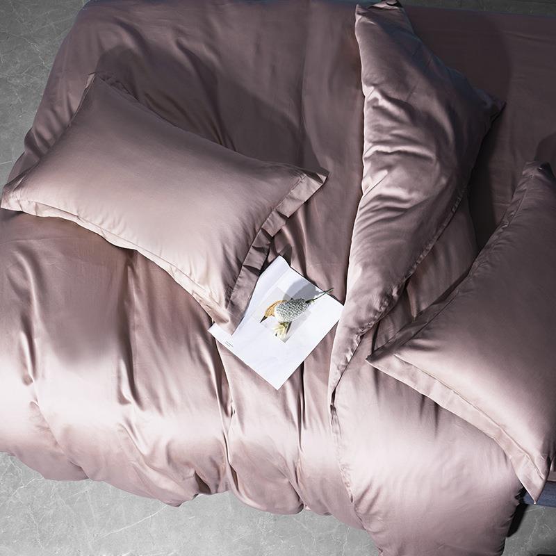 【折扣价】a类100长绒棉贡缎床单被罩枕套单件及四件套纯色全棉床