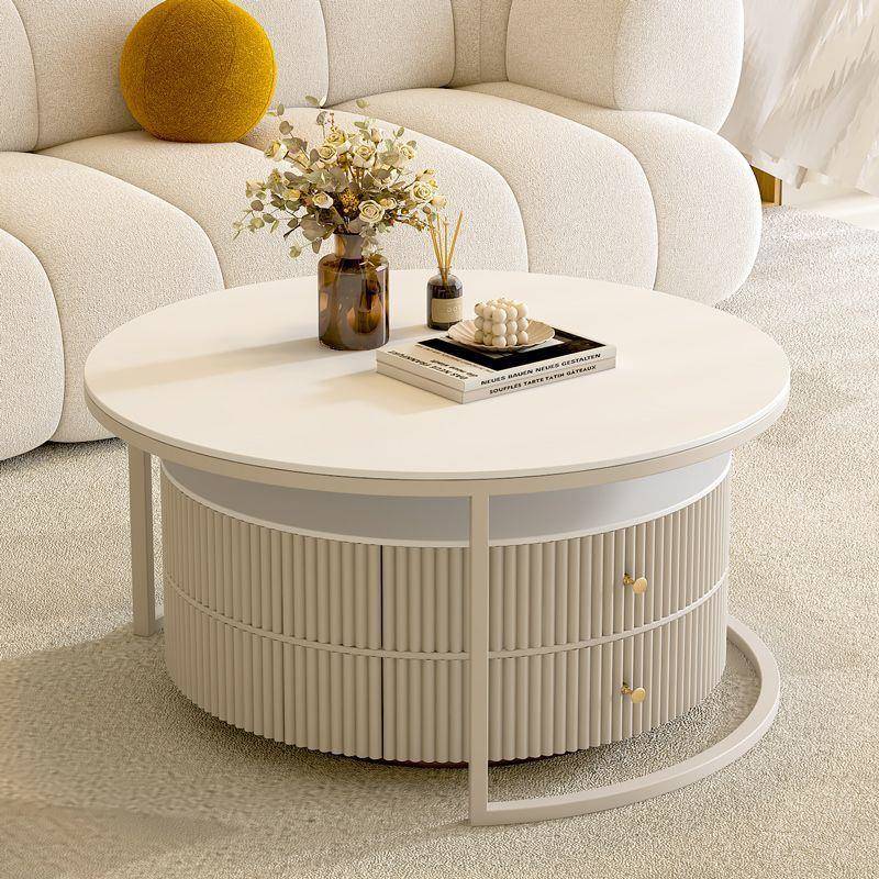 【折扣价】岩板茶几客厅家用简约现代小户型奶油风轻奢网红圆形茶