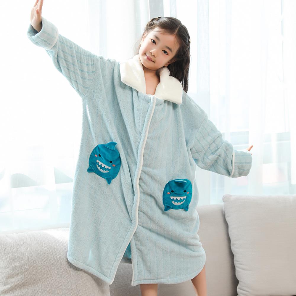 【折扣价】儿童浴袍女秋冬珊瑚绒浴衣宝宝浴巾睡袍男童女童新品珊