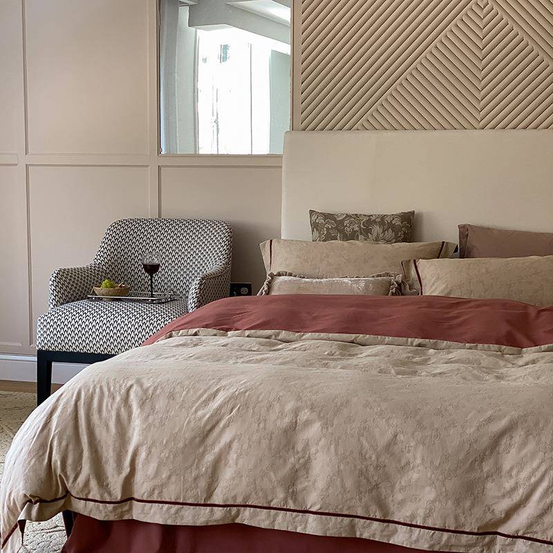 【折扣价】夏季轻奢100支全棉AB版色织提花四件套纯棉被套裸睡床