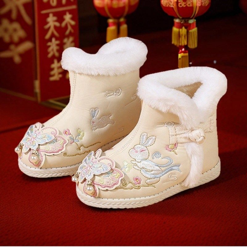 冬季女童汉服鞋中国风棉靴儿童皮靴古装加绒靴子古风棉鞋绣花皮鞋,童鞋/婴儿鞋/亲子鞋,儿童汉服鞋,淘宝优惠券,粉丝福利购,淘宝优惠卷