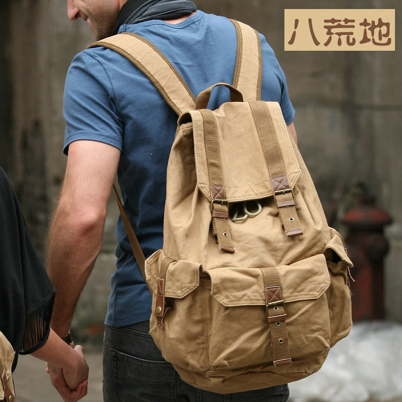 男士大容量帆布双肩包旅行包户外背包超大潮流工装耐磨旅游书包,箱包皮具/热销女包/男包,双肩背包,淘宝优惠券,粉丝福利购,淘宝优惠卷
