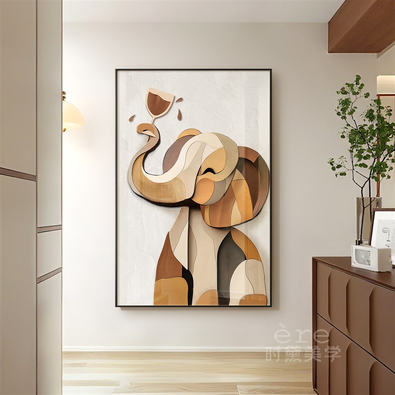 潮流创意客厅装饰画酒杯狗象高级感餐厅壁画现代简约玄关走廊挂画图片