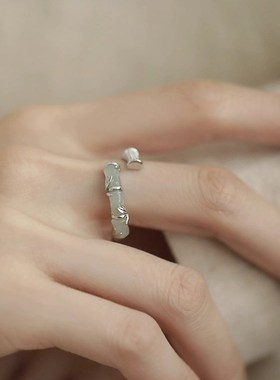 小众设计竹节戒指女中国风时尚个性简约百搭级感古风开口食指戒
