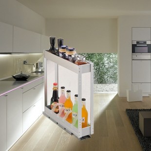 厨房太空铝调味拉篮 150柜橱柜置物架 200调料收纳架 阻尼五金