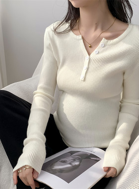 孕妇装秋冬装长袖针织衫保暖毛衣秋冬怀孕打底衫时尚百搭上衣T恤