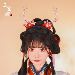 汉服发饰红色新年龙角头饰古风发夹龙年古装配饰可爱对夹女款冬季