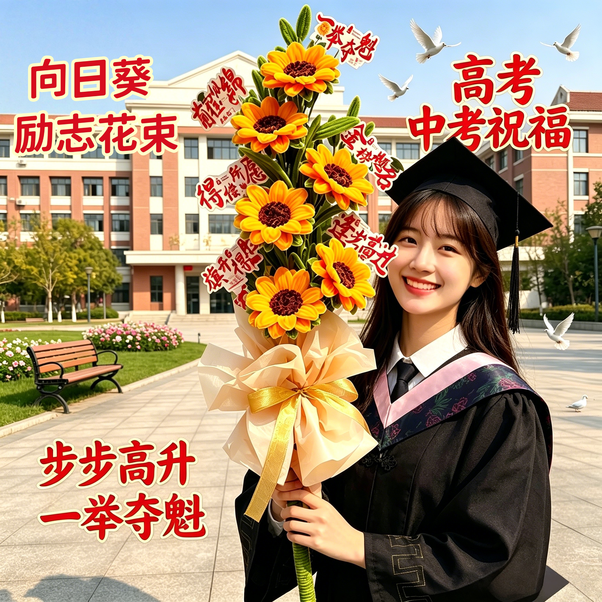 中高考毕业DIY向日葵花束礼物图片