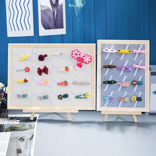 实木发夹展示板相框首饰架挂墙头饰陈列摆件道具发卡发饰架子