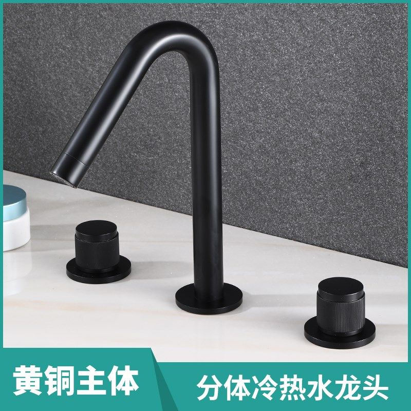 北欧全铜芯三孔面盆水龙头洗脸盆浴室柜三件套分体坐式冷热水龙头,家装主材,面盆龙头,淘宝优惠券,粉丝福利购,淘宝优惠卷