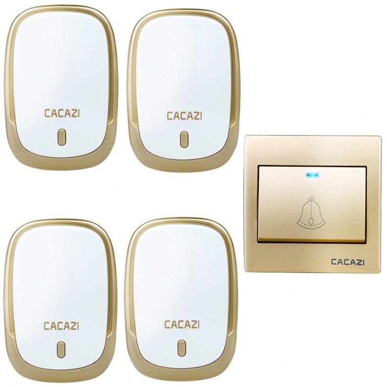 家用门电子86型大一拖四呼叫器用电线按钮板 防水无线遥控不 铃