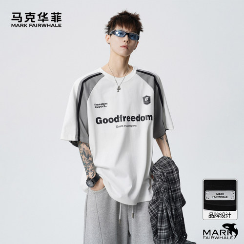 马克华菲/美式字母撞色短袖T恤男