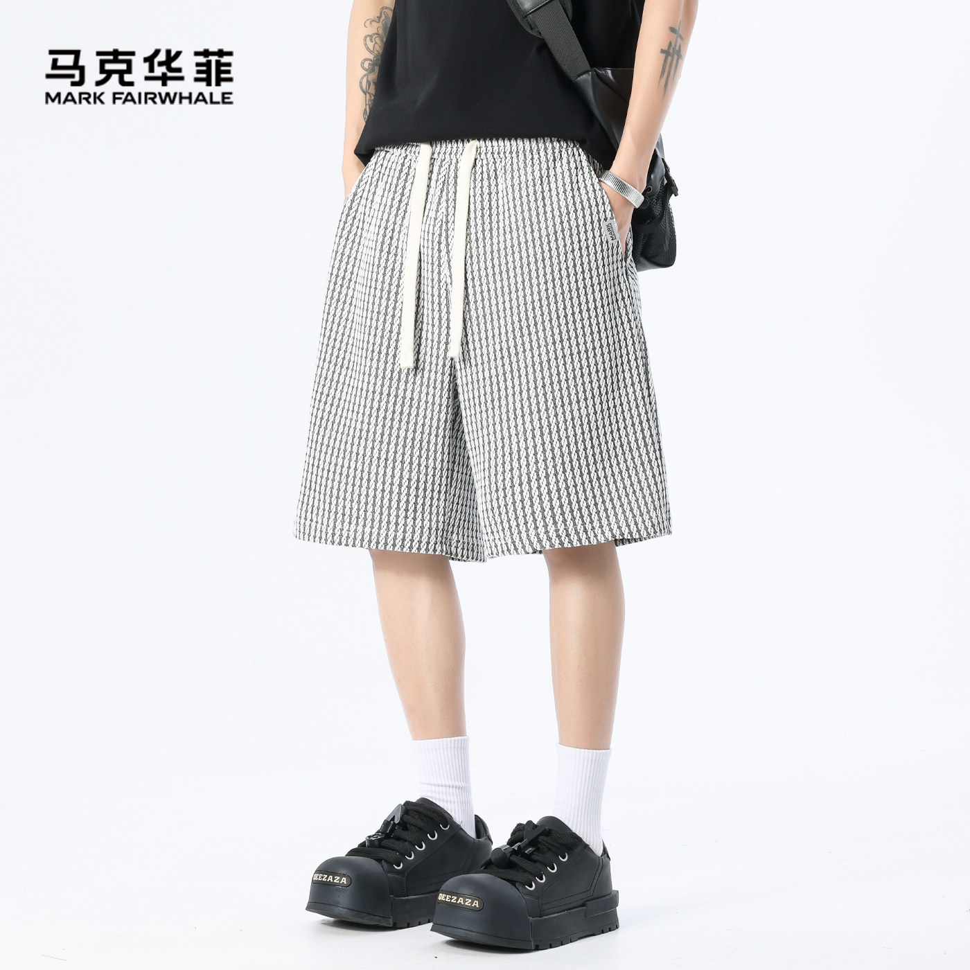 马克华菲针织短裤男2026夏季新款宽松休闲五分裤透气百搭裤子男款