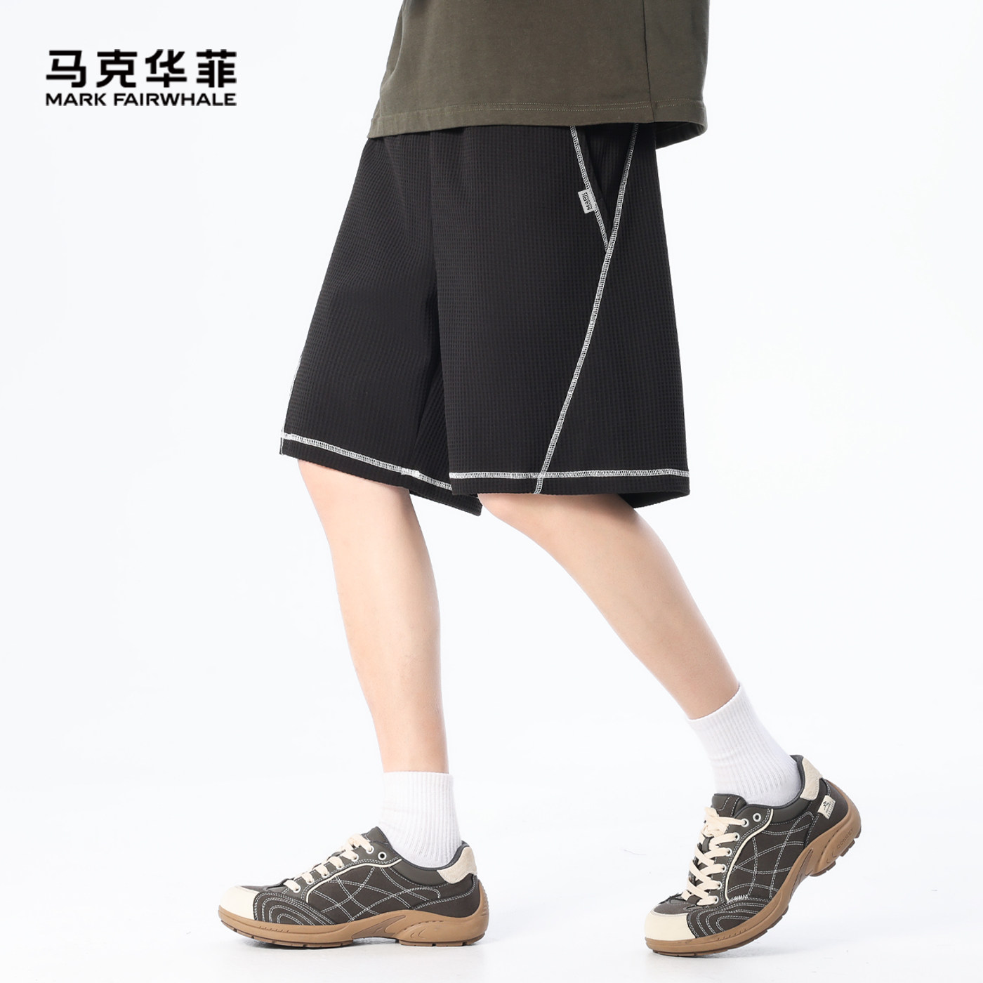马克华菲休闲短裤男2026夏季新款美式复古轻薄透气宽松百搭五分裤