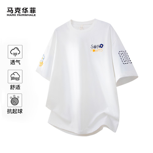 马克华菲刺绣短袖T恤男款夏宽松