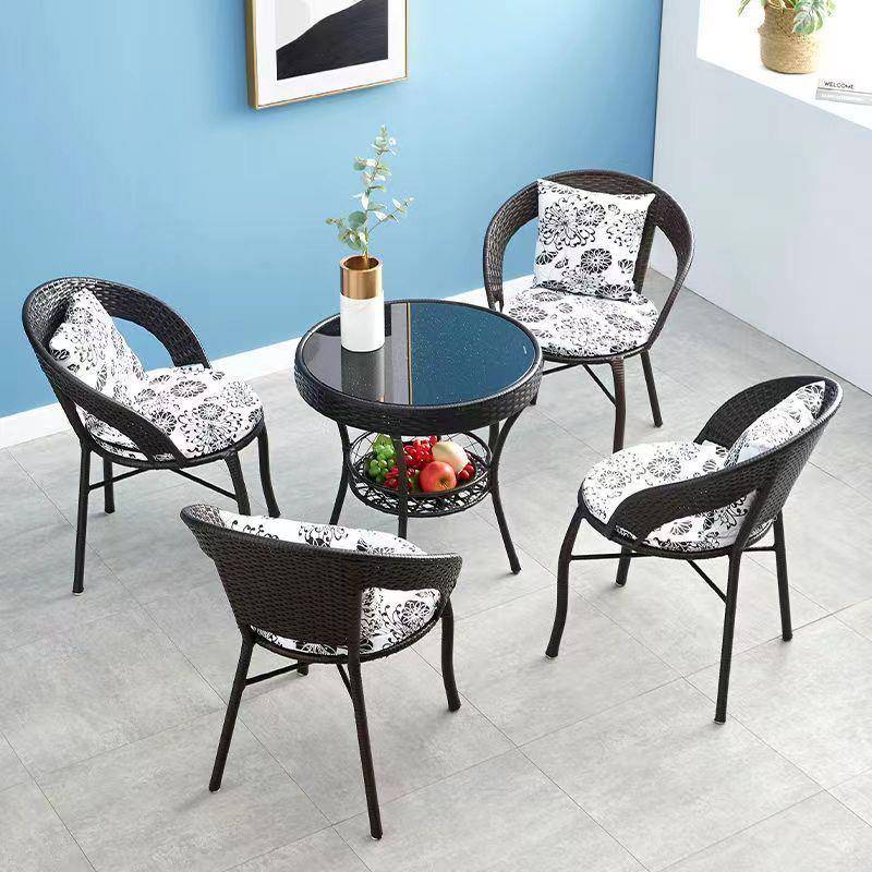 藤椅三件套阳台小桌椅室外露天户外庭院茶几组合休闲藤编靠背椅子