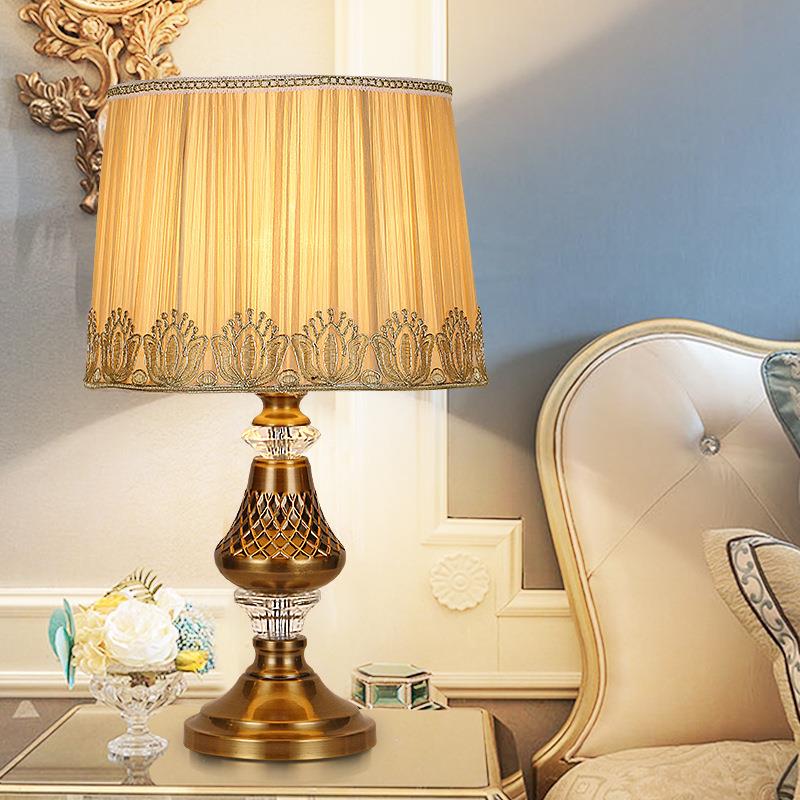 美式水晶台灯欧式简约现代高端轻奢床头柜书房客厅卧室落地台灯