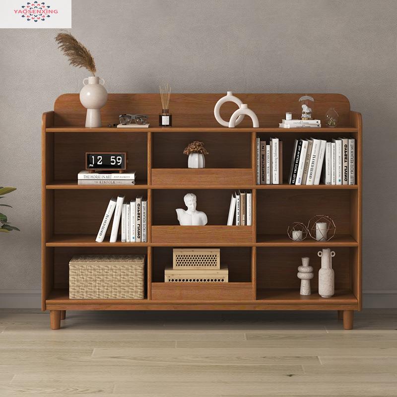 书架实木置物架落地客厅书柜家用多层收纳简易儿童储物柜组合学生