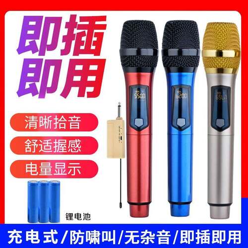 话筒一拖二家庭K歌直播卡拉ok充电调频U段麦克风音响声卡专用唱歌