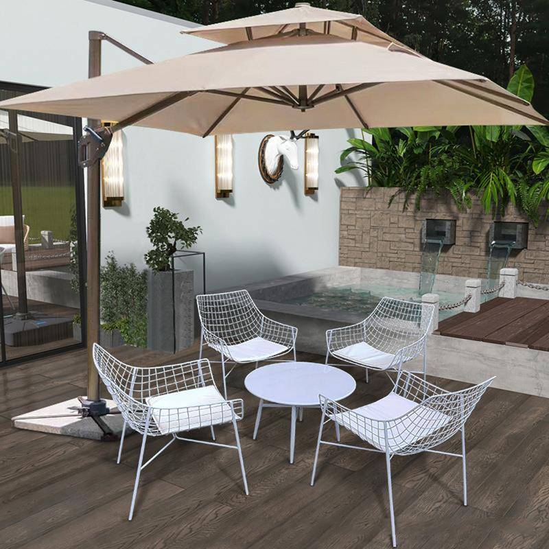 户外桌椅组合简约带伞售楼部洽谈阳台庭院不锈钢休闲现代铁艺椅子