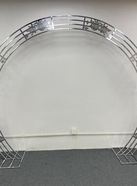 新款婚庆道具婚礼舞台背景铁艺圆形拱门花架四杠镂空玫瑰花架子屏