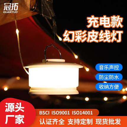 新品led幻彩野营皮线灯圣诞节日派对氛围装饰灯户外防水露营灯串