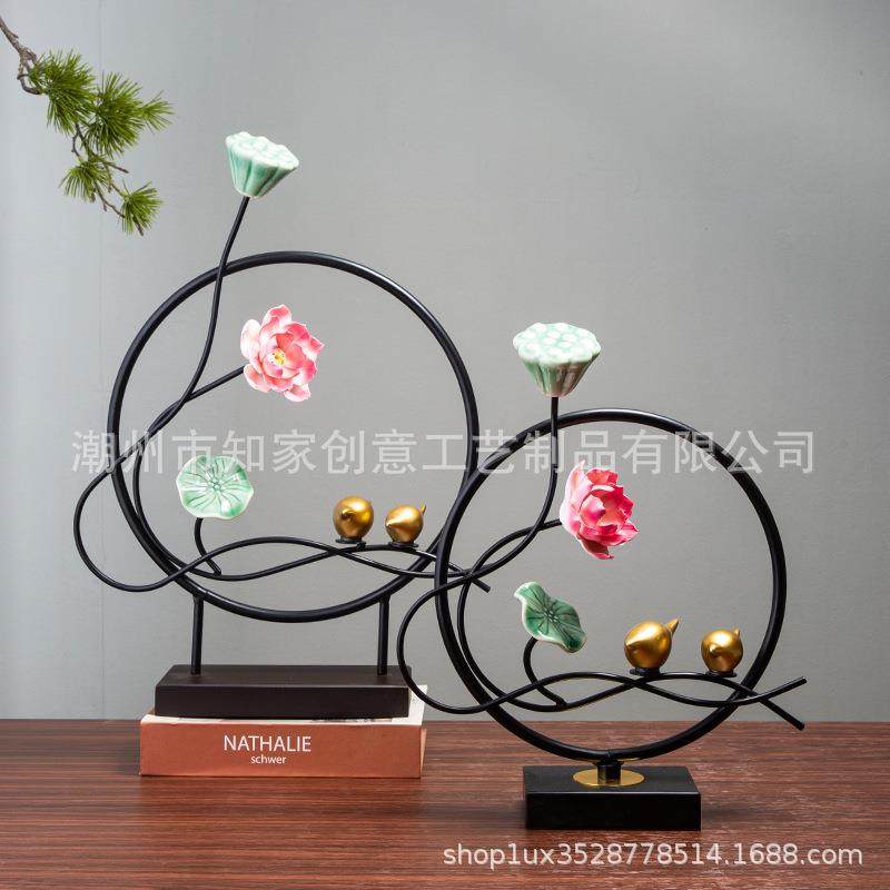 创意荷花摆件家居客厅饰品电视柜玄关莲花新中式酒店餐厅装饰摆盘,家装灯饰光源,其它灯具灯饰,淘宝优惠券,粉丝福利购,淘宝优惠卷