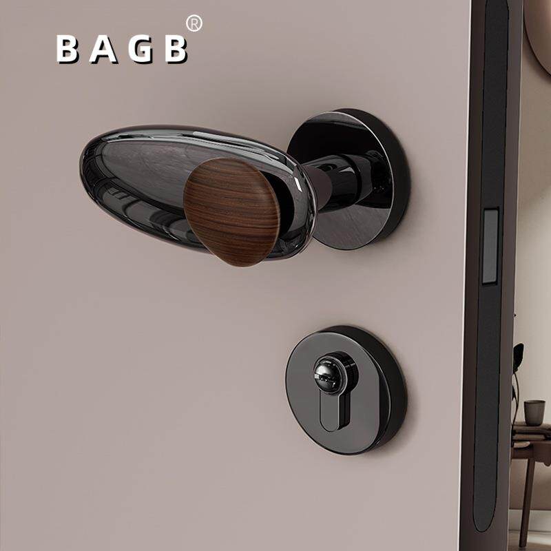 BAGB中古风极简银色复古铜房间静音家用木门锁具石来运转磁吸门锁