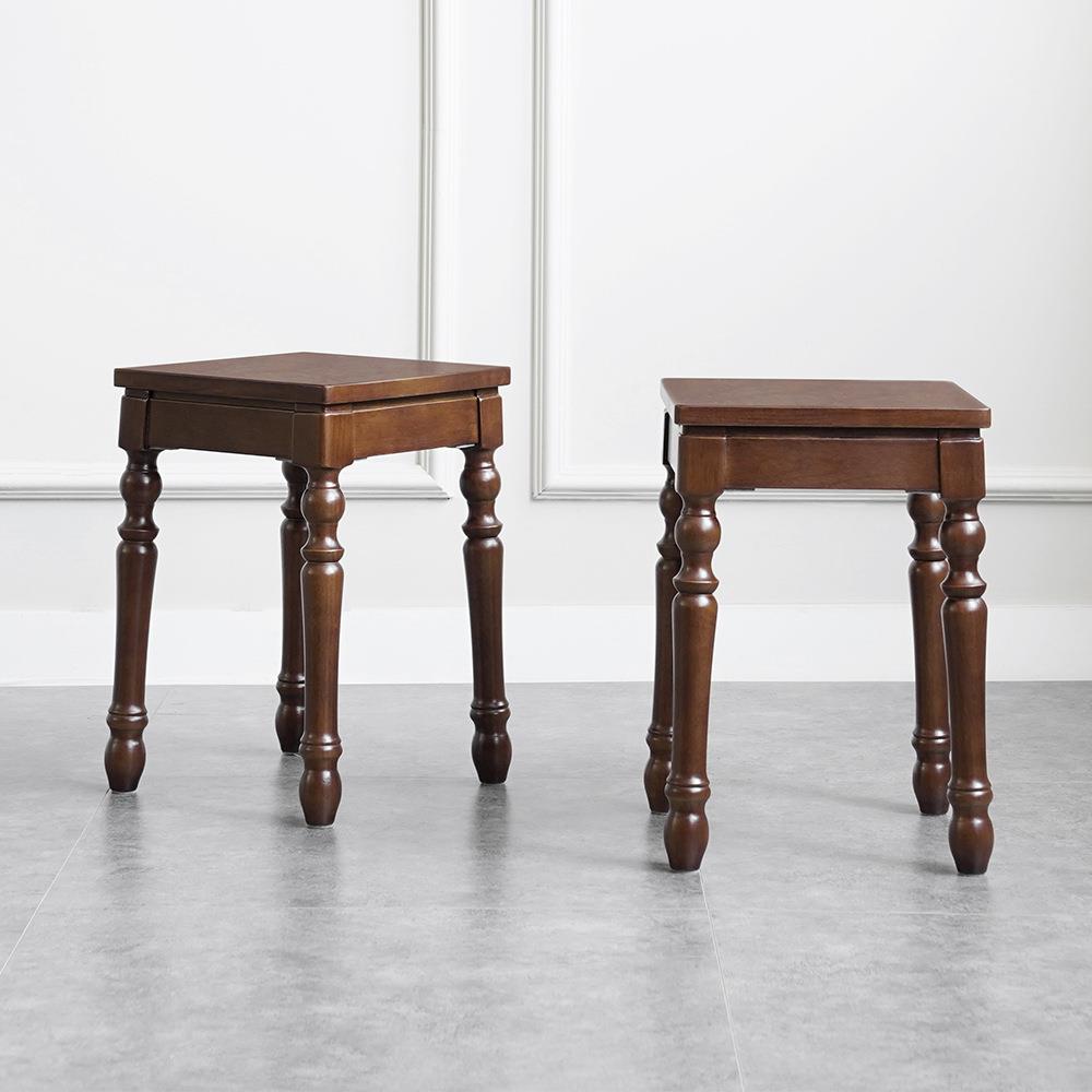 美式实木凳子可叠放椅子家用餐厅全核桃木小矮凳板凳客厅新品